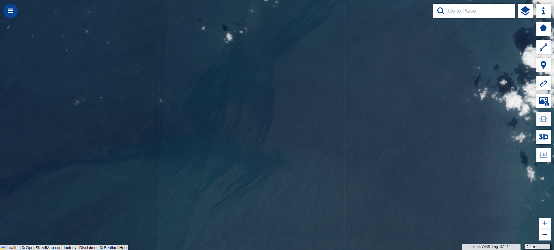 Нефтяное пятно в Черном море, 12 апреля 2026 / данные спутника Sentinel-2